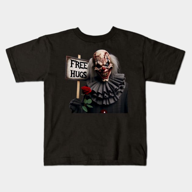 Free Hugs Scary Clown Valentine Halloween Horror Kids T-Shirt by jadolomadolo